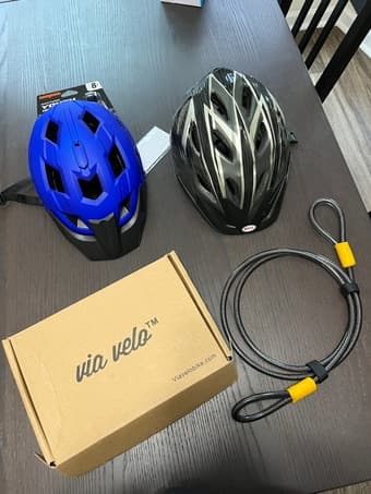 bike accessories (new helmet+locker+basket+handle bar cover) 1