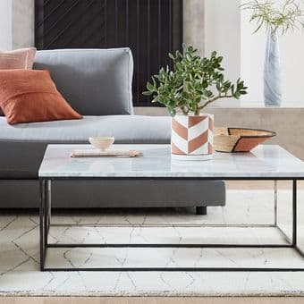 West Elm Streamline White Marble Top Coffee Table: Oak Creek 1