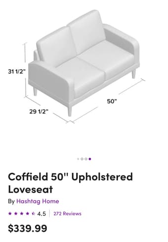 Coffield 50'' Upholstered Loveseat – Like New 3