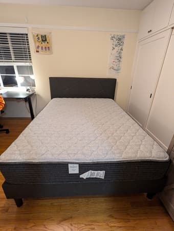 Bed, mattress, cabinet 1