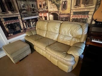 Comfy Beige Leather Couch 1