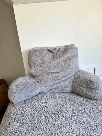 Backrest gray fluffy pillow 1