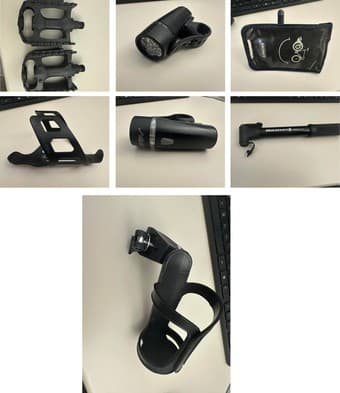 Bike accessories, paddle, pump, phone bag, light and bottle holders 1