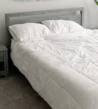 Light Gray Solid Wood Queen Bed Frame 1