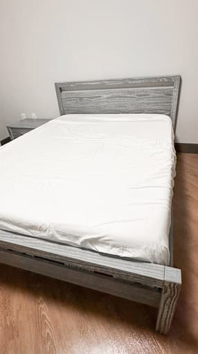 Light Gray Solid Wood Queen Bed Frame 2