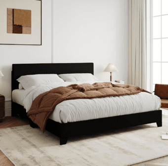 Black Upholstered Platform Bed Frame - Queen 3