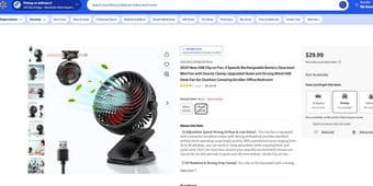 USB Clip Fan (3 Speeds, Rechargeable) 3