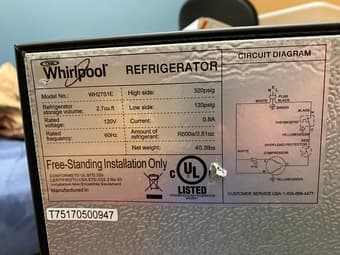 Whirlpool mini fridge 2.7 cu ft - $75 OBO 3