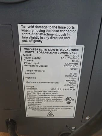 Portable air conditioner Whynter ARC-122DS 2