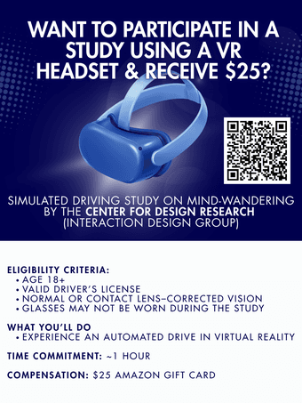 Last Call: Recruiting participants - VR Driving Study on MindWandering 1