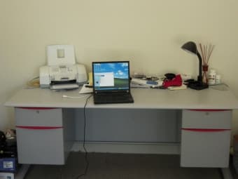 moving sales - office metal desks (2) & office chairs (2) 3