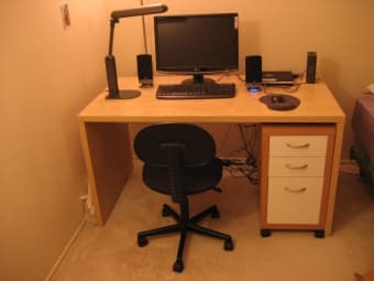 bed frame, mattress, desk and chair 1