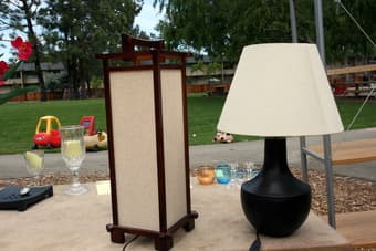 VARIOUS ITEMS( LAMPS, PLANTS, CANDLE HOLDERS, VASE ETC) 1