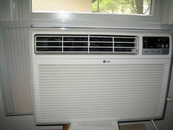 Window Air conditioner, tv, microwave, plastic storage shelves 1