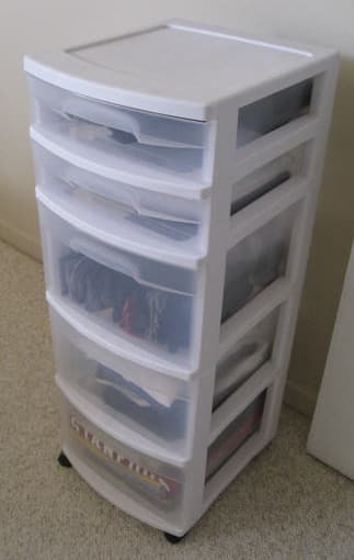 Plastic cabinets with casters, 2 for $8 1