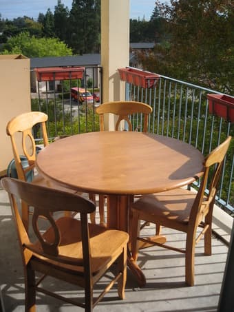 Wooden table and 4 chairs - perfect for an EV balcony - $95 1