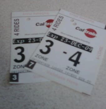 2 4-ride Caltrain tickets $20 OBO 1
