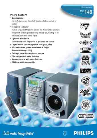 Philips MC 148 Stereo Micro System - $25 1