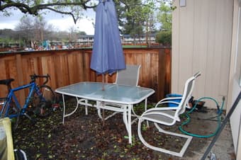 Patio Set - four chairs, table, umbrella 1