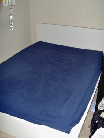 White Ikea Malm full size bed with slate and mattress - $200 1