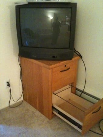 Wooden Filing Cabinet + 22" TV - $15 1