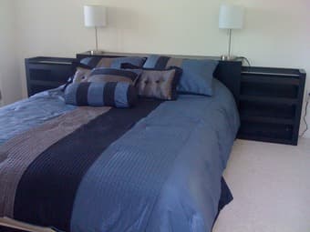 3-piece headboard/ bed shelf set - $190 1