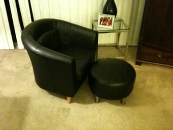 Black Leather Chair and Ottoman - $125 1