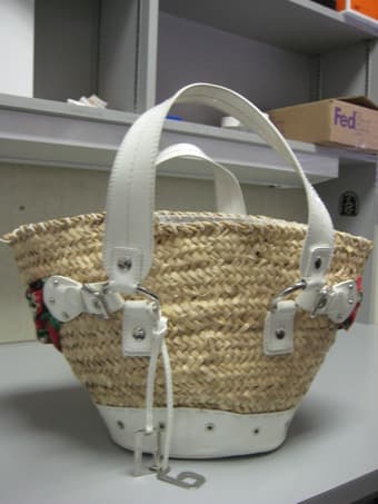 Dolce & Gabbana Woven Bag with White Patent Leather Handle 1