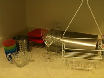 glassware, food storage, clock, etc. 1