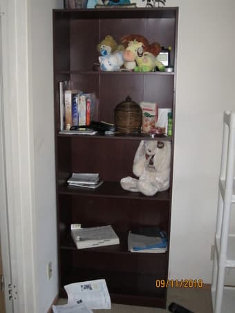Book shelf, TV and Stools. 2