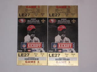 9/20 49ers vs. Saints 2 Tickets Lower Reserve Section 27 1