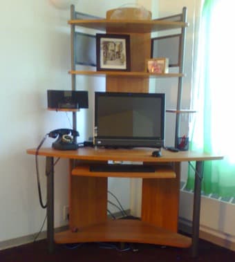Corner desk with shelves and keyboard tray $50 only 1