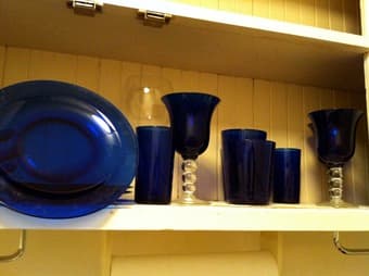 beautiful blue glass dining set 1