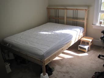 Full Sized Bed, Step Stool, Iron, Toaster Oven, Box of Dishes etc. 1