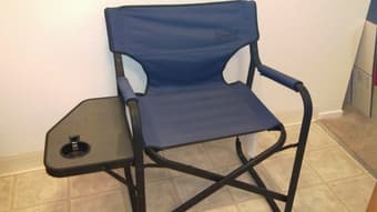 Grill, fake decorative tall tree, camping chair 3