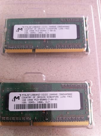 2GB (2x1GB) PC3-8500 DDR3 Laptop Memory - $25 1