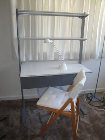 IKEA computer desk + two desk lamps $20 2
