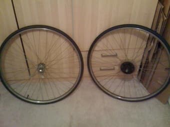 27" steel wheels + tires - $30 1