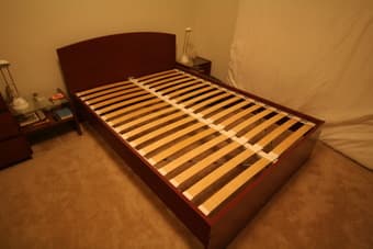 IKEA Full Size Bed Frame + Crib and baby 1