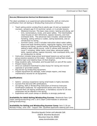 NOW HIRING - Counselors, Sailing, Kayaking, & Windsurfing Instructors 2