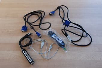 VGA cable, USB hub, Phone cord 1