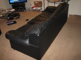 Large, comfortable black leather couch for sale, $50 3