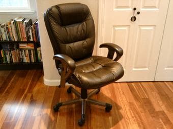 Office chair, dark brown "leatherette," $75 1
