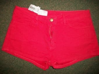 NEW American Apparel Red Denim Shorts 1