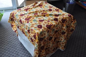 small IKEA table + footstool + free cover cloth 2