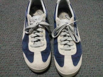 Puma Roma sneakers sz 10.5, lightly used, navy & gray 1