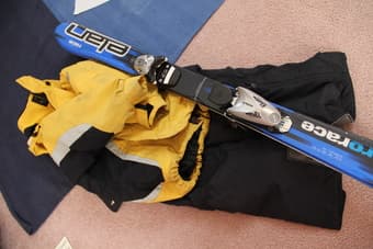 Kids skis, boots and ski suit 1
