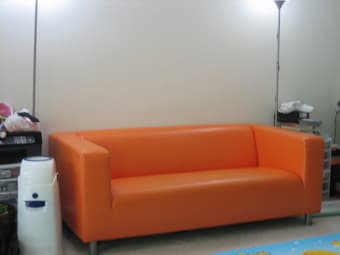 Klippan loveseat (orange sofa) $200 1