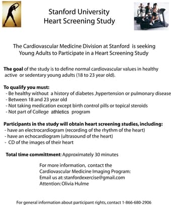 Needed: Exclusive Heart Screening Study Participants!! 1