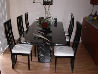 Solid marble dining set with 6 modern chairs - $600 1